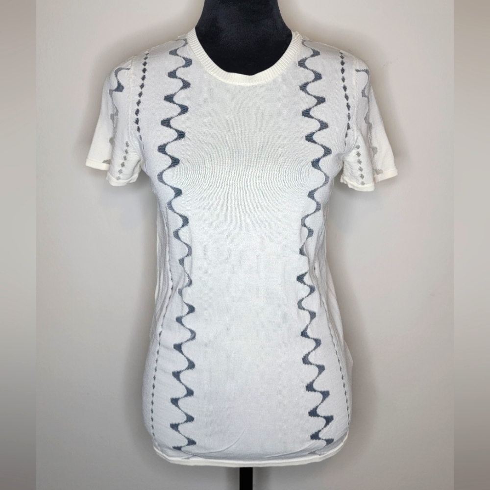 &Other Stories Pattern  See-through Ivory T-shirt